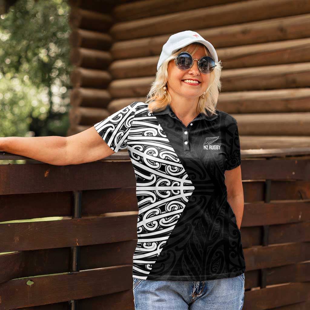 New Zealand Silver Fern Rugby Custom Women Polo Shirt Maori Koru Go Black Fern - Aussie Hoodie