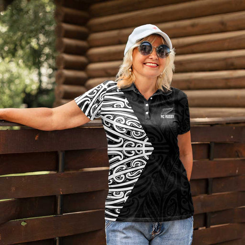 New Zealand Silver Fern Rugby Custom Women Polo Shirt Maori Koru Go Black Fern - Aussie Hoodie