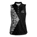 New Zealand Silver Fern Rugby Custom Women Sleeveless Polo Shirt Maori Koru Go Black Fern - Aussie Hoodie
