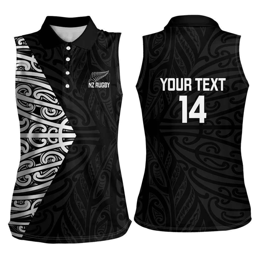 New Zealand Silver Fern Rugby Custom Women Sleeveless Polo Shirt Maori Koru Go Black Fern - Aussie Hoodie