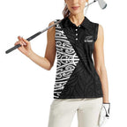 New Zealand Silver Fern Rugby Custom Women Sleeveless Polo Shirt Maori Koru Go Black Fern - Aussie Hoodie