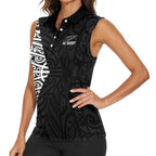 New Zealand Silver Fern Rugby Custom Women Sleeveless Polo Shirt Maori Koru Go Black Fern - Aussie Hoodie