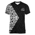 New Zealand Silver Fern Rugby Custom Women V-Neck T-Shirt Maori Koru Go Black Fern - Aussie Hoodie