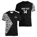 New Zealand Silver Fern Rugby Custom Women V-Neck T-Shirt Maori Koru Go Black Fern - Aussie Hoodie