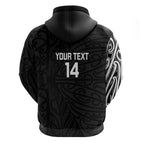 New Zealand Silver Fern Rugby Custom Zip Hoodie Maori Koru Go Black Fern - Aussie Hoodie