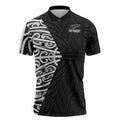 New Zealand Silver Fern Rugby Custom Zipper Polo Shirt Maori Koru Go Black Fern - Aussie Hoodie