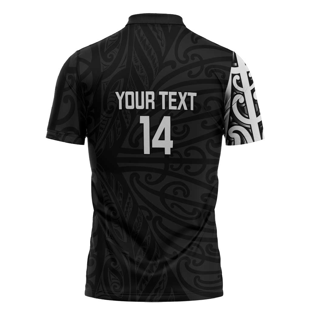 New Zealand Silver Fern Rugby Custom Zipper Polo Shirt Maori Koru Go Black Fern - Aussie Hoodie