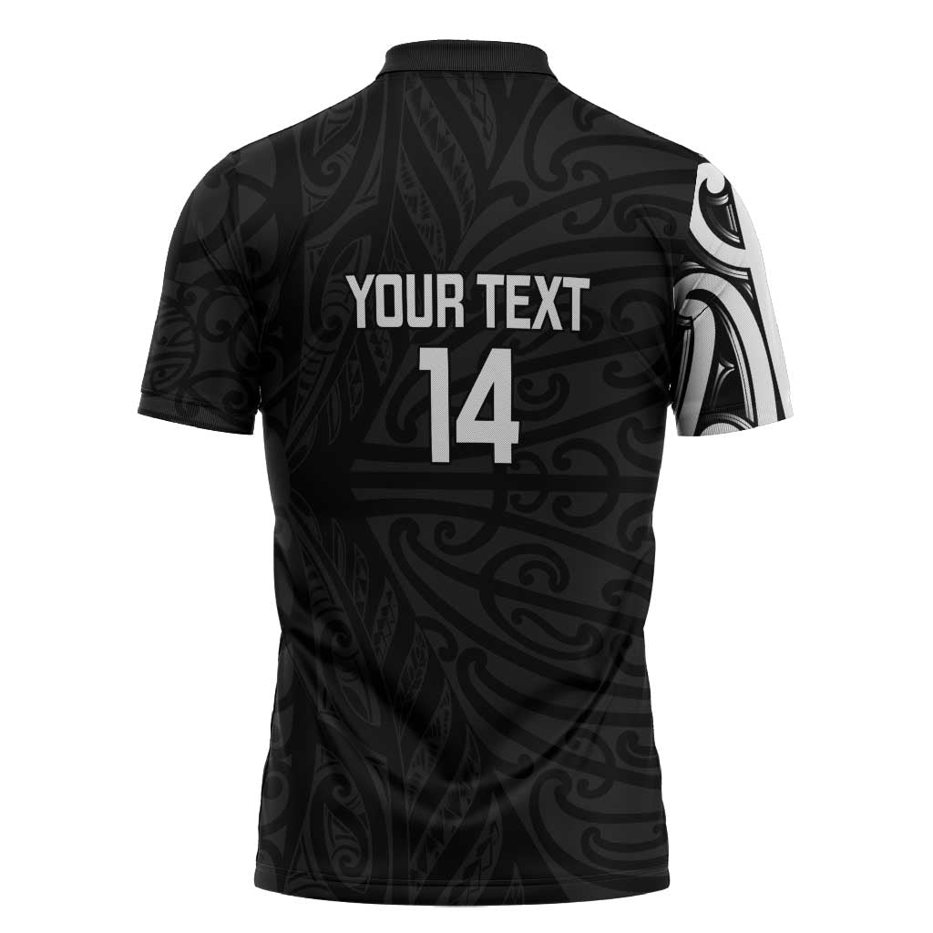New Zealand Silver Fern Rugby Custom Zipper Polo Shirt Maori Koru Go Black Fern - Aussie Hoodie