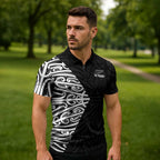 New Zealand Silver Fern Rugby Custom Zipper Polo Shirt Maori Koru Go Black Fern - Aussie Hoodie