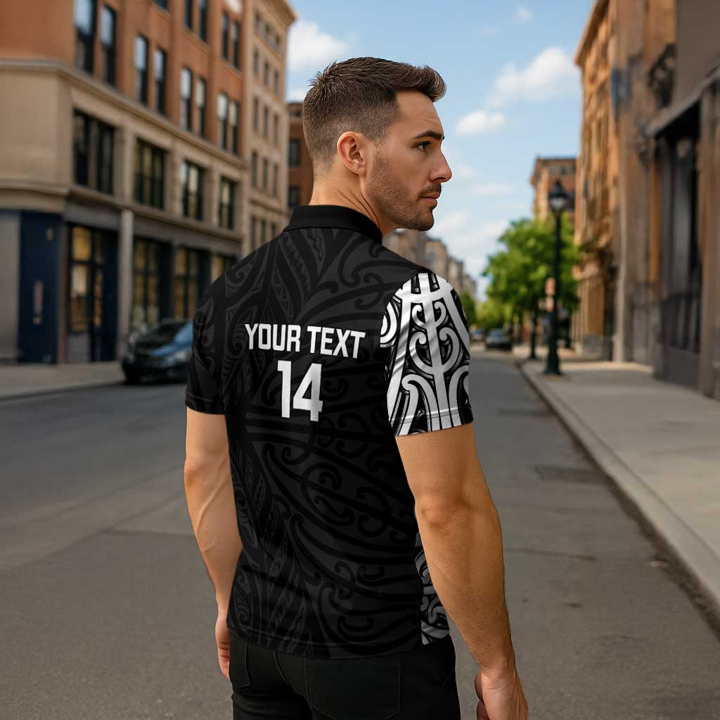 New Zealand Silver Fern Rugby Custom Zipper Polo Shirt Maori Koru Go Black Fern - Aussie Hoodie