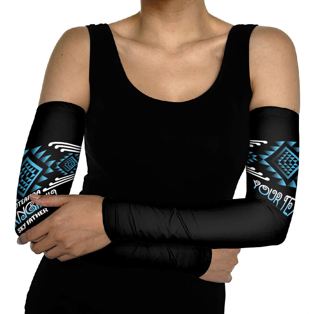Aotearoa Atua Ranginui Personalised Arm Sleeves Maori Sky Father Taniko Motifs