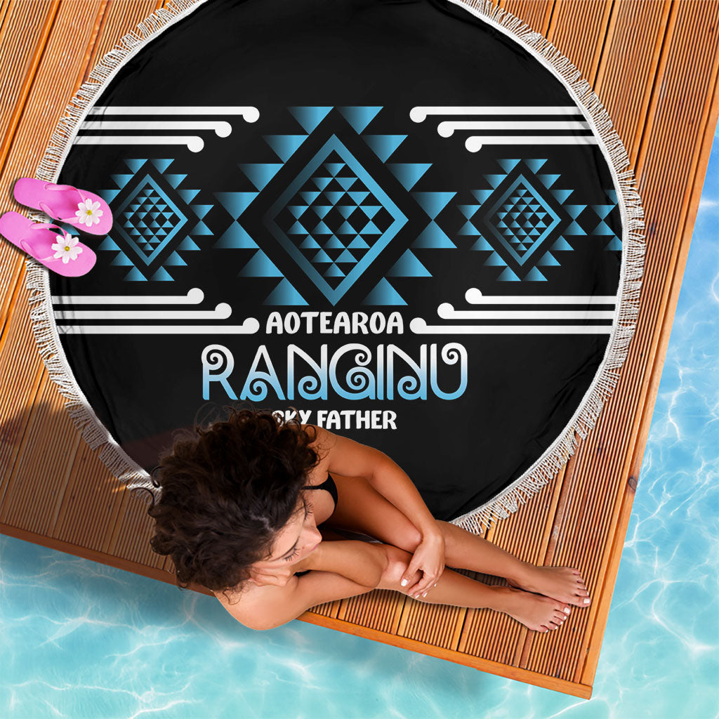 Aotearoa Atua Ranginui Beach Blanket Maori Sky Father Taniko Motifs