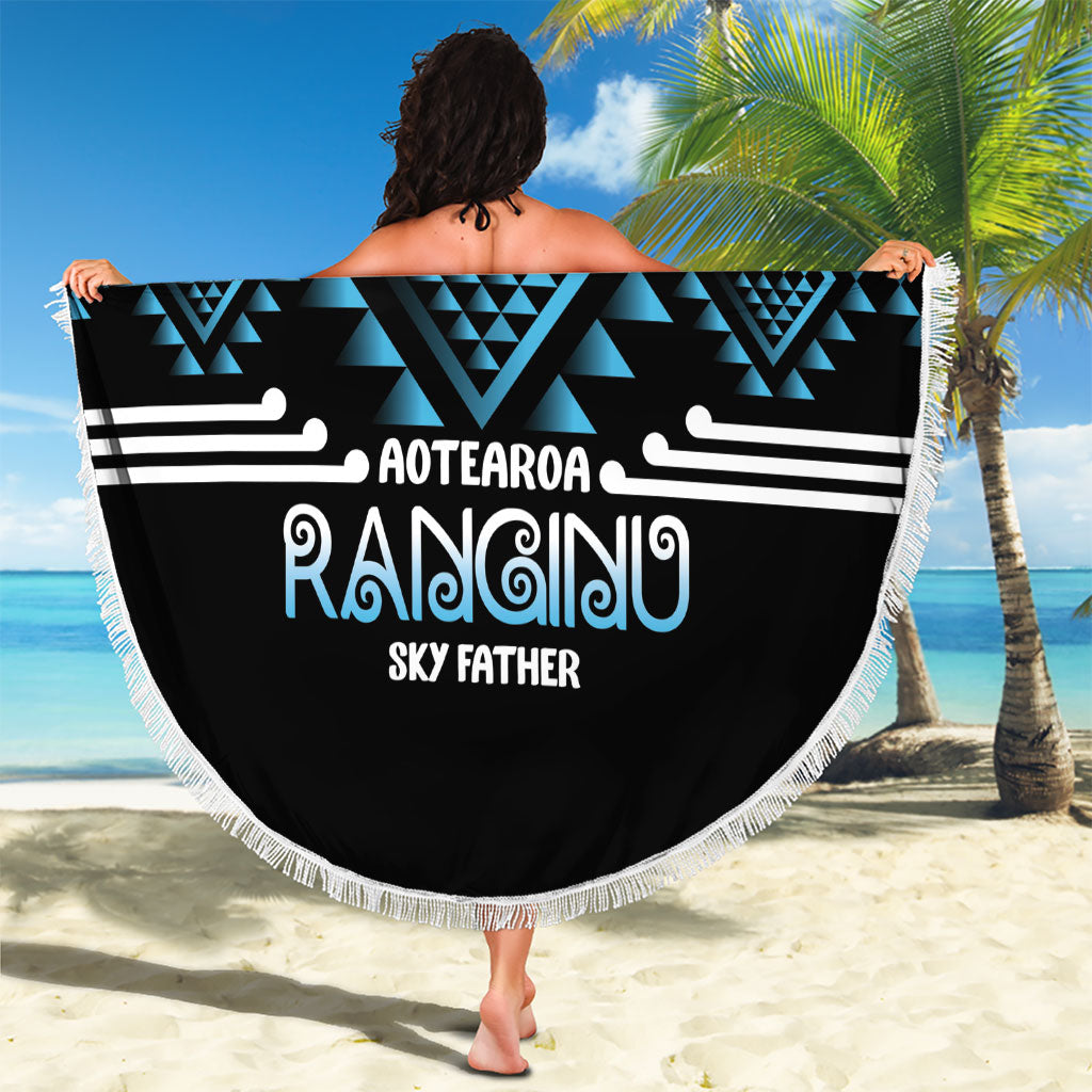 Aotearoa Atua Ranginui Beach Blanket Maori Sky Father Taniko Motifs