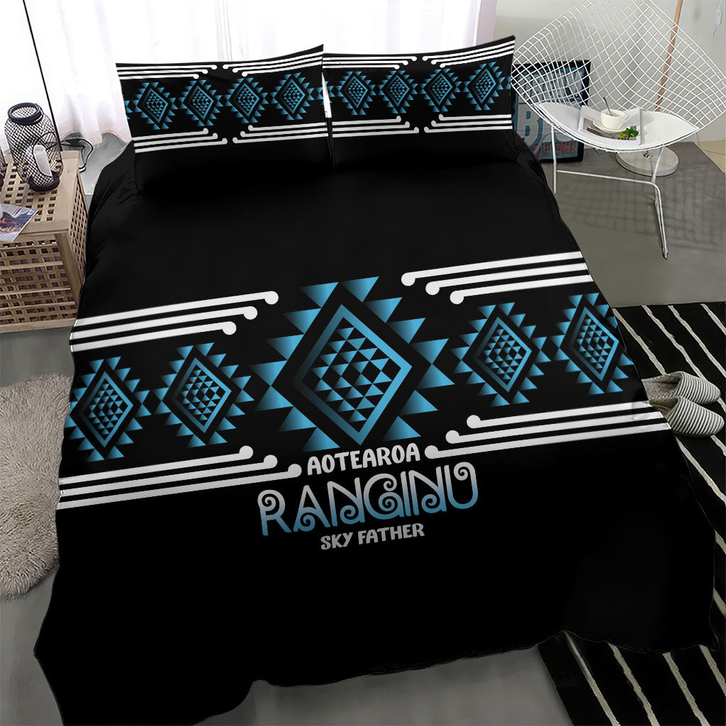 Aotearoa Atua Ranginui Bedding Set Maori Sky Father Taniko Motifs