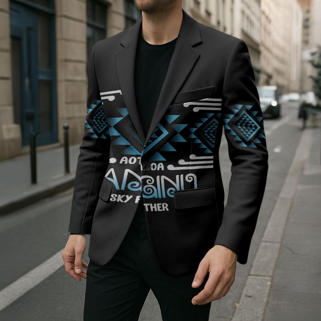 Aotearoa Atua Ranginui Personalised Blazer Maori Sky Father Taniko Motifs