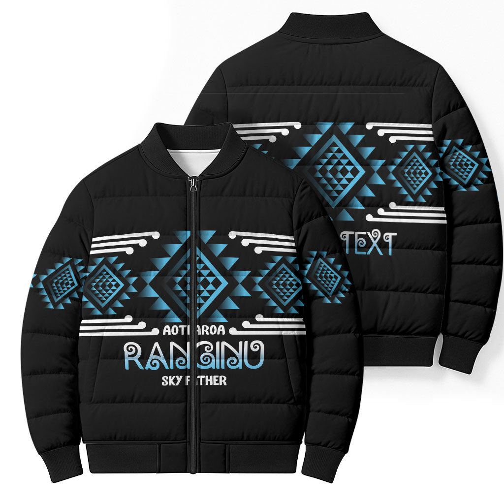 Aotearoa Atua Ranginui Personalised Bomber Puffer Jacket Maori Sky Father Taniko Motifs