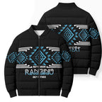 Aotearoa Atua Ranginui Personalised Bomber Puffer Jacket Maori Sky Father Taniko Motifs
