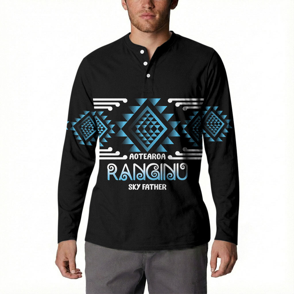 Aotearoa Atua Ranginui Personalised Button Sweatshirt Maori Sky Father Taniko Motifs