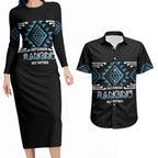 Aotearoa Atua Ranginui Personalised Couples Matching Long Sleeve Bodycon Dress and Hawaiian Shirt Maori Sky Father Taniko Motifs