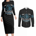 Aotearoa Atua Ranginui Personalised Couples Matching Long Sleeve Bodycon Dress and Long Sleeve Button Shirt Maori Sky Father Taniko Motifs
