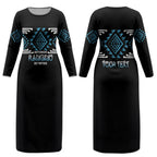 Aotearoa Atua Ranginui Personalised Couples Matching Long Sleeve Bodycon Dress and Long Sleeve Button Shirt Maori Sky Father Taniko Motifs