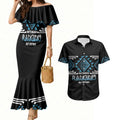Aotearoa Atua Ranginui Personalised Couples Matching Mermaid Dress and Hawaiian Shirt Maori Sky Father Taniko Motifs
