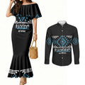 Aotearoa Atua Ranginui Personalised Couples Matching Mermaid Dress and Long Sleeve Button Shirt Maori Sky Father Taniko Motifs
