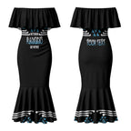 Aotearoa Atua Ranginui Personalised Couples Matching Mermaid Dress and Long Sleeve Button Shirt Maori Sky Father Taniko Motifs