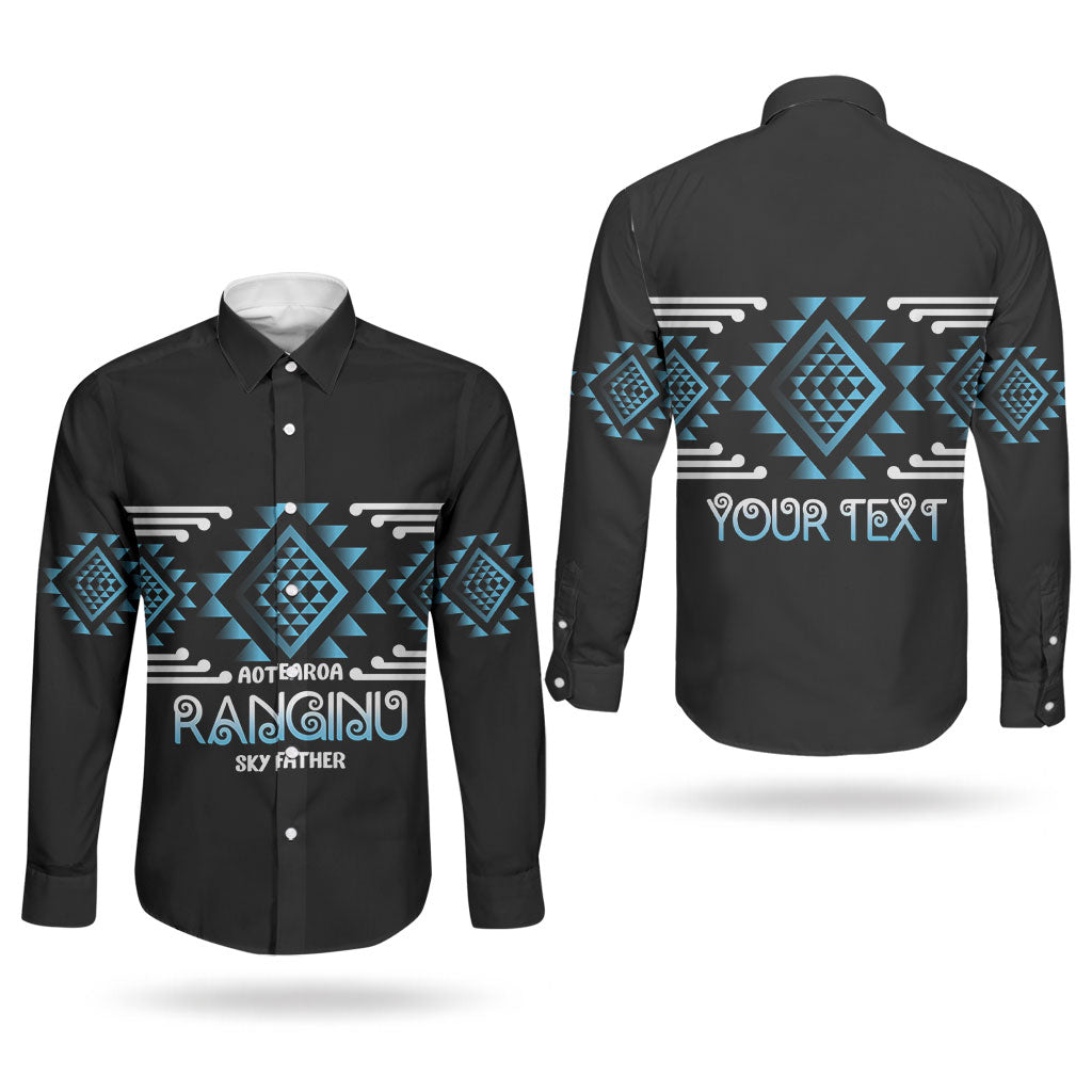 Aotearoa Atua Ranginui Personalised Couples Matching Off Shoulder Maxi Dress and Long Sleeve Button Shirt Maori Sky Father Taniko Motifs