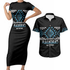 Aotearoa Atua Ranginui Personalised Couples Matching Short Sleeve Bodycon Dress and Hawaiian Shirt Maori Sky Father Taniko Motifs
