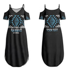 Aotearoa Atua Ranginui Personalised Couples Matching Summer Maxi Dress and Long Sleeve Button Shirt Maori Sky Father Taniko Motifs