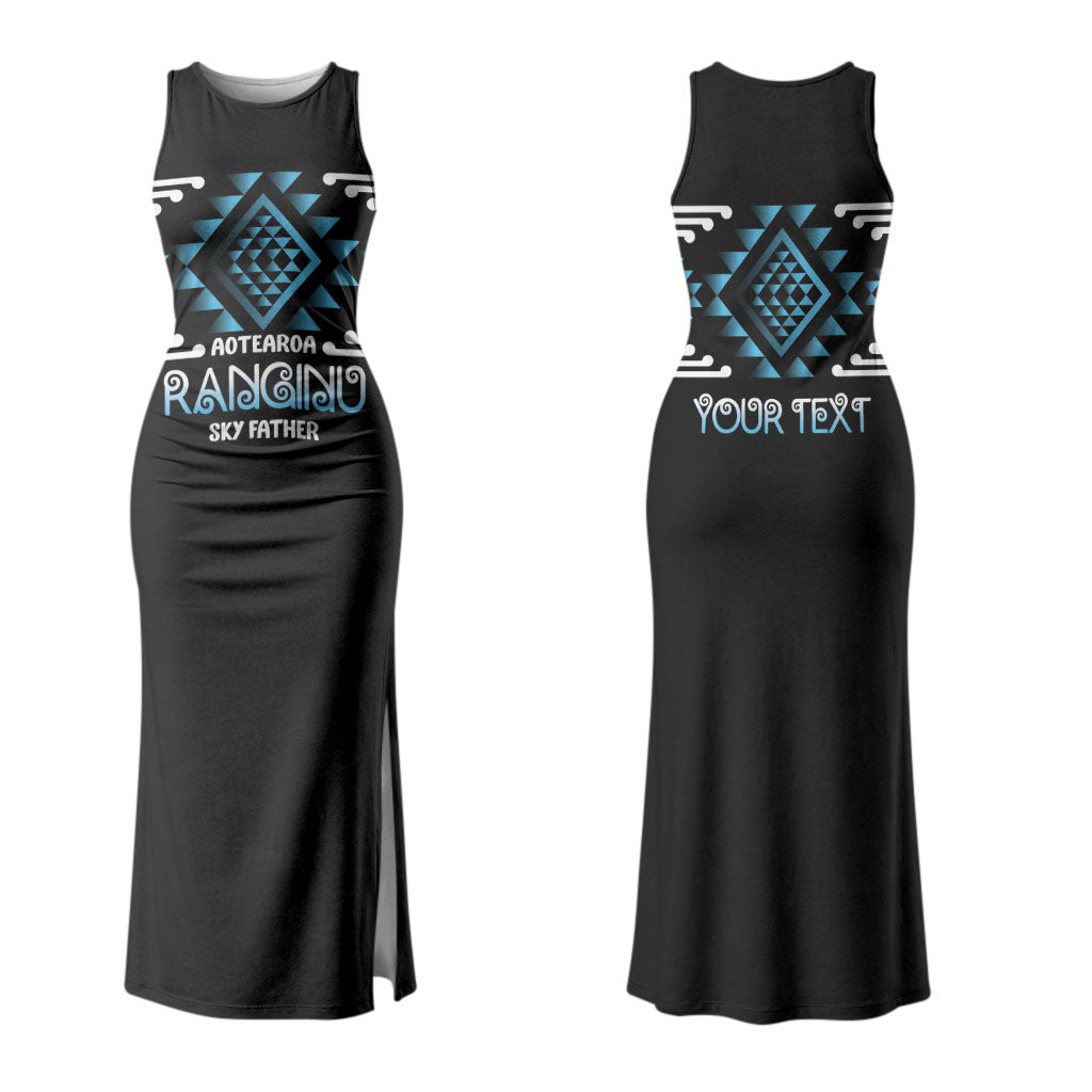 Aotearoa Atua Ranginui Personalised Couples Matching Tank Maxi Dress and Hawaiian Shirt Maori Sky Father Taniko Motifs