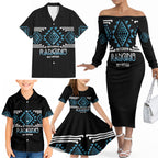 Aotearoa Atua Ranginui Personalised Family Matching Off The Shoulder Long Sleeve Dress and Hawaiian Shirt Maori Sky Father Taniko Motifs