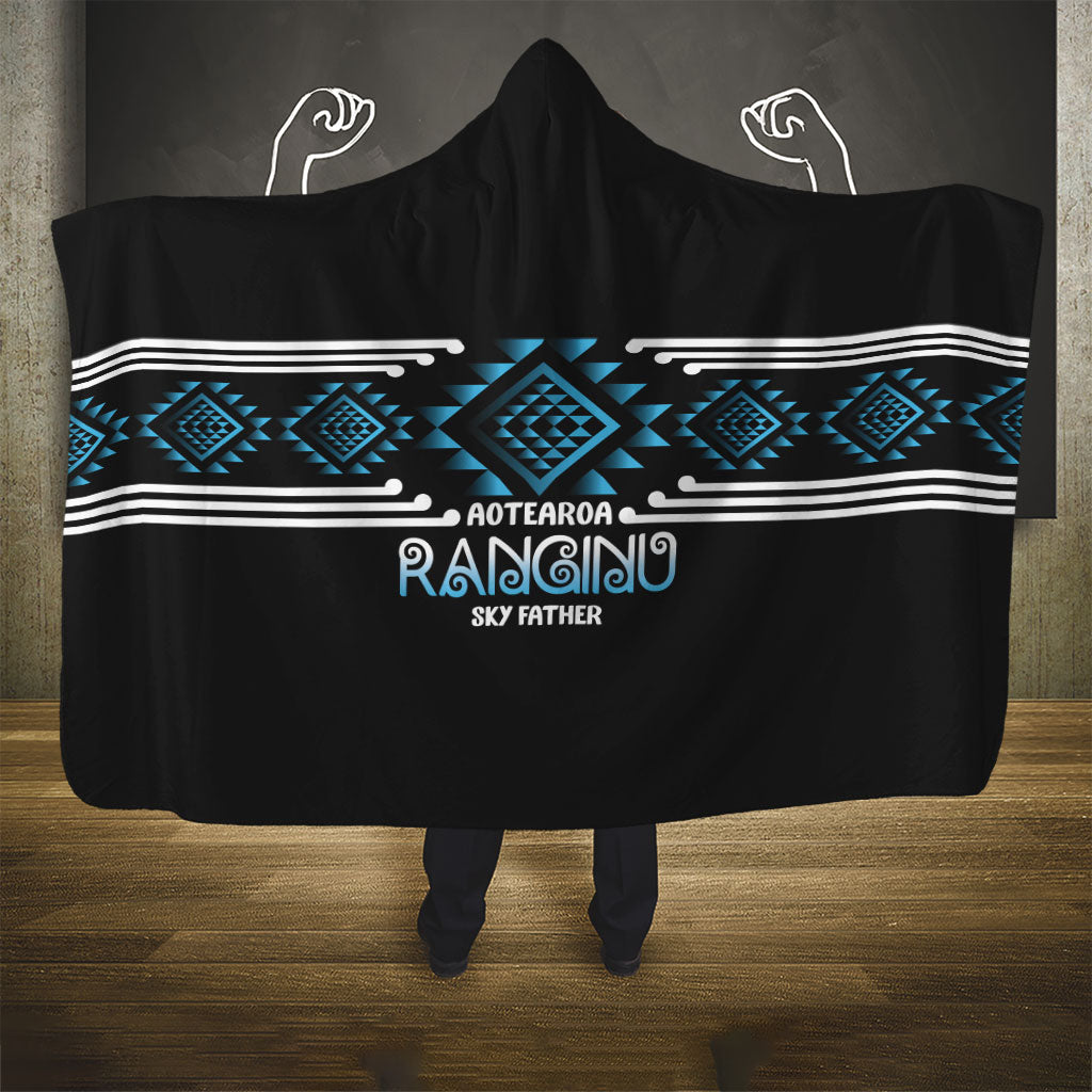 Aotearoa Atua Ranginui Hooded Blanket Maori Sky Father Taniko Motifs