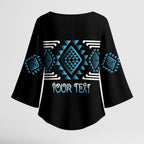 Aotearoa Atua Ranginui Personalised Kimono Sleeve Blouse Maori Sky Father Taniko Motifs