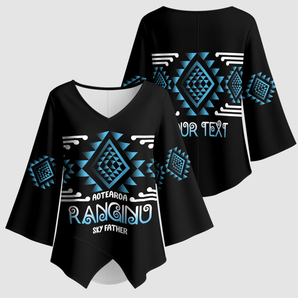 Aotearoa Atua Ranginui Personalised Kimono Sleeve Blouse Maori Sky Father Taniko Motifs