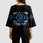 Aotearoa Atua Ranginui Personalised Kimono Sleeve Blouse Maori Sky Father Taniko Motifs