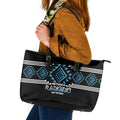 Aotearoa Atua Ranginui Leather Tote Bag Maori Sky Father Taniko Motifs