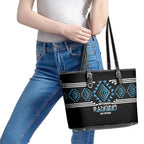 Aotearoa Atua Ranginui Leather Tote Bag Maori Sky Father Taniko Motifs
