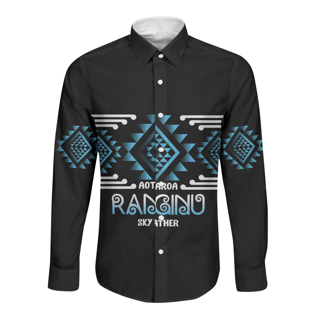 Aotearoa Atua Ranginui Personalised Long Sleeve Button Shirt Maori Sky Father Taniko Motifs