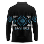 Aotearoa Atua Ranginui Personalised Long Sleeve Polo Shirt Maori Sky Father Taniko Motifs