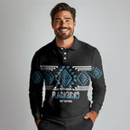 Aotearoa Atua Ranginui Personalised Long Sleeve Polo Shirt Maori Sky Father Taniko Motifs