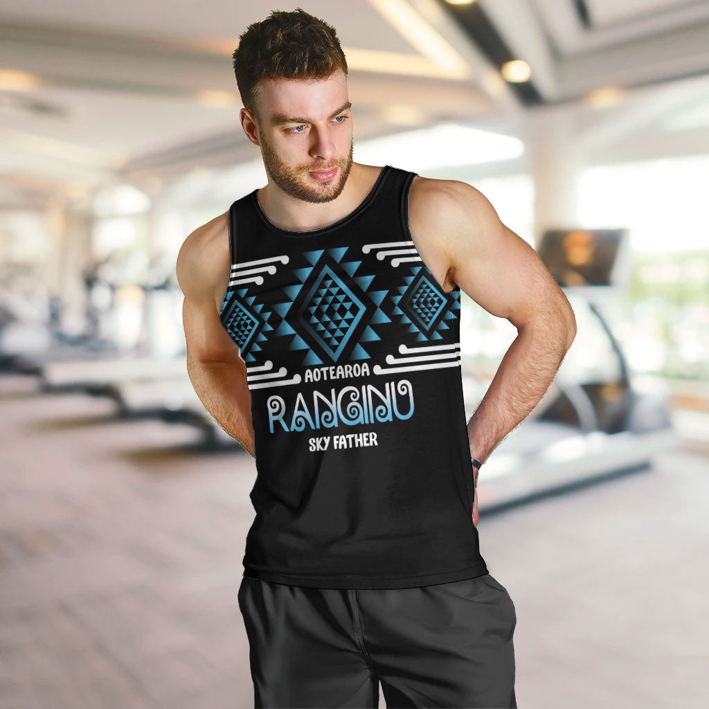 Aotearoa Atua Ranginui Personalised Men Tank Top Maori Sky Father Taniko Motifs
