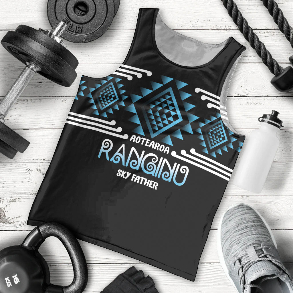 Aotearoa Atua Ranginui Personalised Men Tank Top Maori Sky Father Taniko Motifs