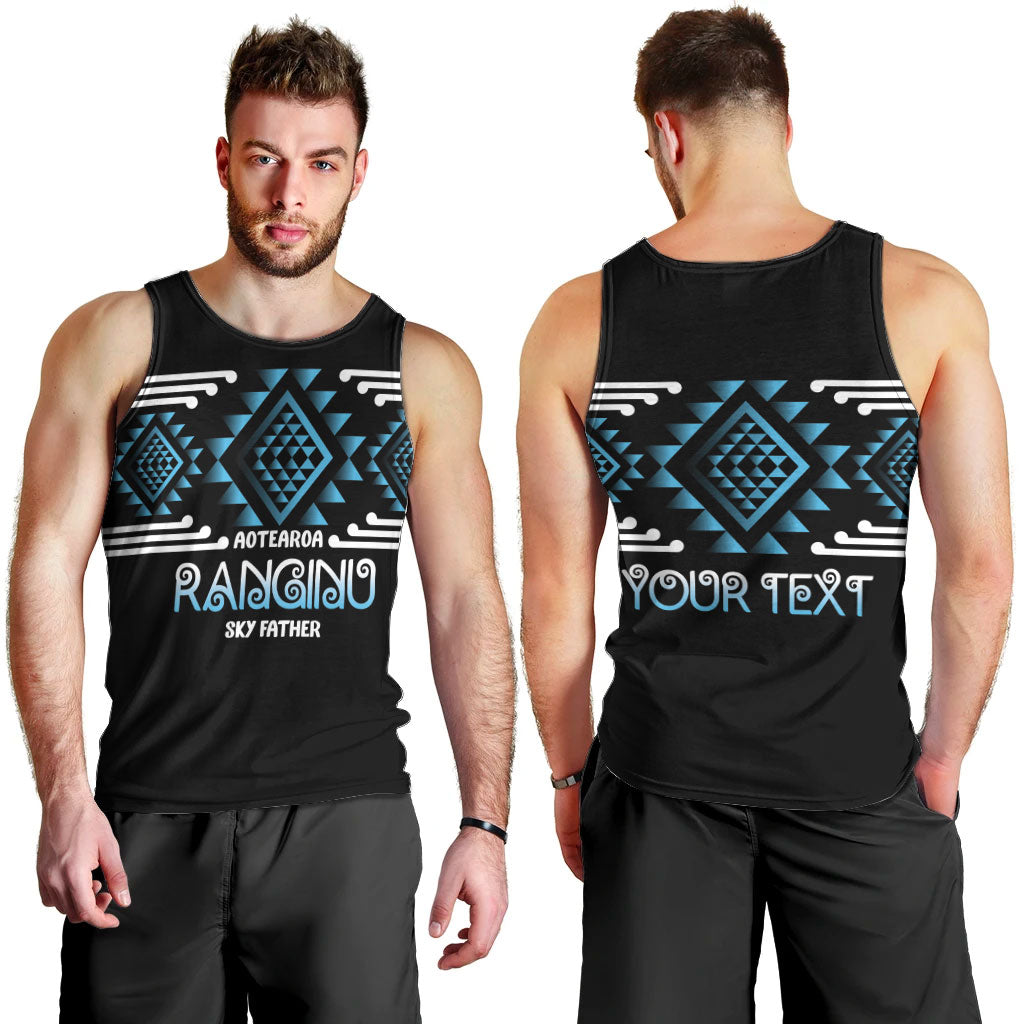 Aotearoa Atua Ranginui Personalised Men Tank Top Maori Sky Father Taniko Motifs