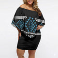 Aotearoa Atua Ranginui Personalised Off Shoulder Short Dress Maori Sky Father Taniko Motifs