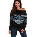 Aotearoa Atua Ranginui Personalised Off Shoulder Sweater Maori Sky Father Taniko Motifs