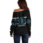 Aotearoa Atua Ranginui Personalised Off Shoulder Sweater Maori Sky Father Taniko Motifs