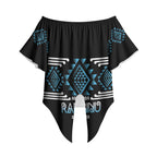 Aotearoa Atua Ranginui Personalised Off Shoulder Wrap Waist Top Maori Sky Father Taniko Motifs