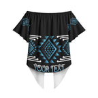 Aotearoa Atua Ranginui Personalised Off Shoulder Wrap Waist Top Maori Sky Father Taniko Motifs